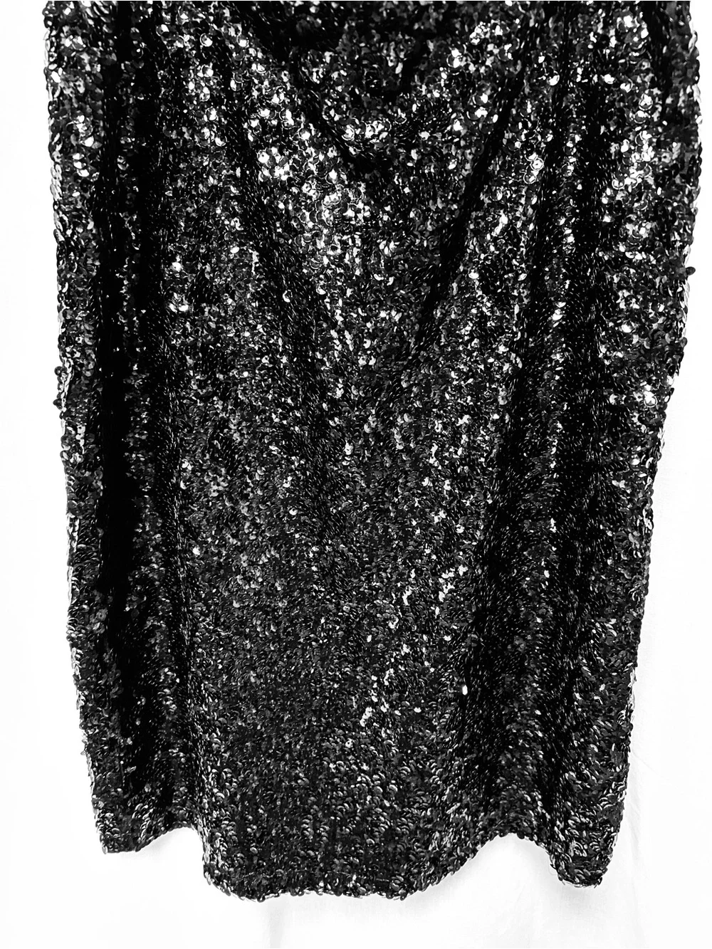Black sequins formal pencil skirt appears all sequins in place. XL